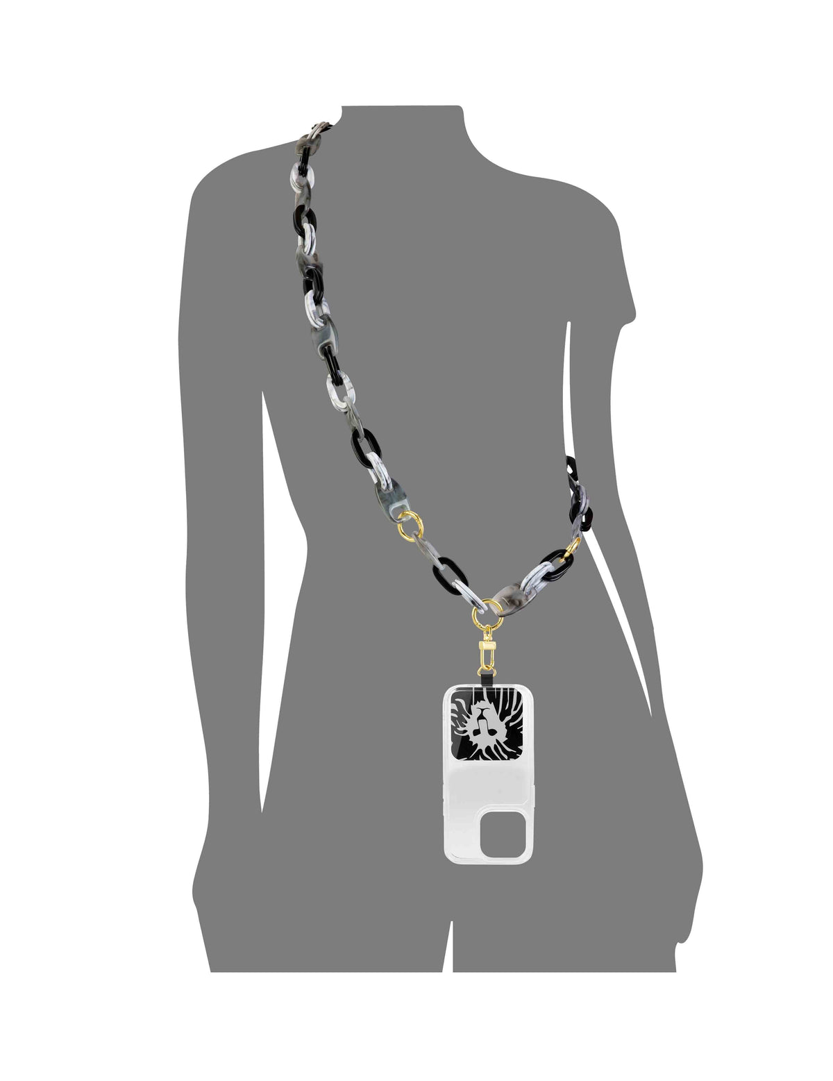 Anne Klein Black/Gray/Gold-Tone Acetate Crossbody iPhone® Chain