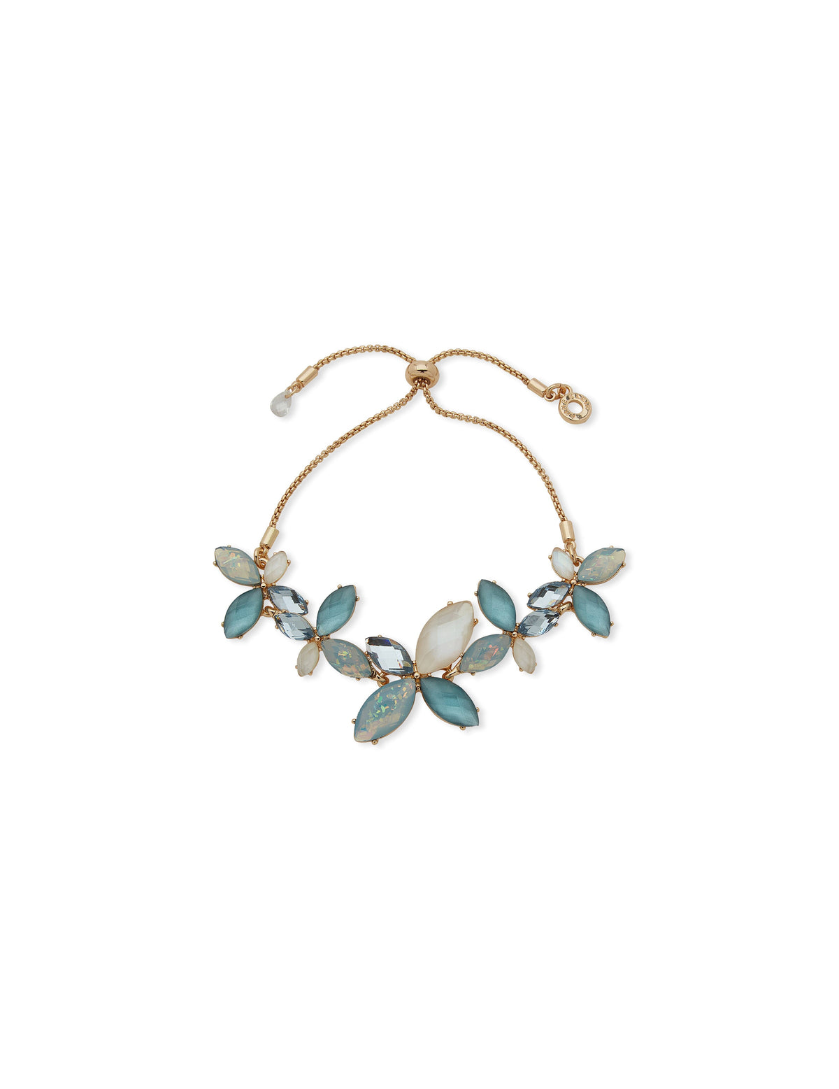 Anne Klein Gold Tone Crystal Stone Flower Slider Bracelet