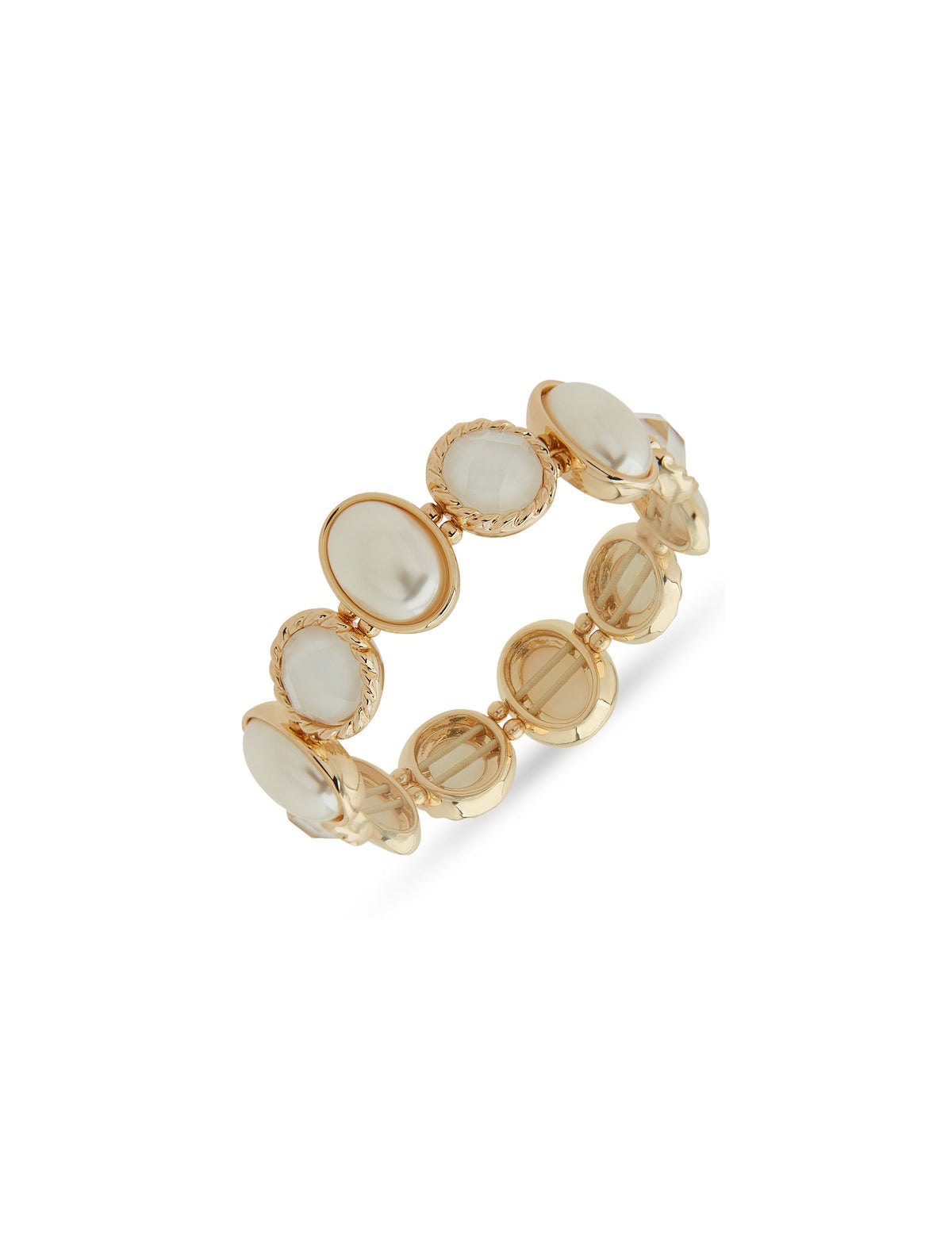 Anne Klein Gold Tone Mother of Pearl Stretch Bracelet