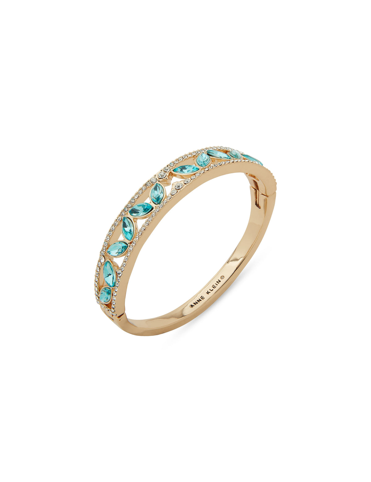 Anne Klein Gold Tone Turquoise Hinge Navette Bracelet in Gift Box