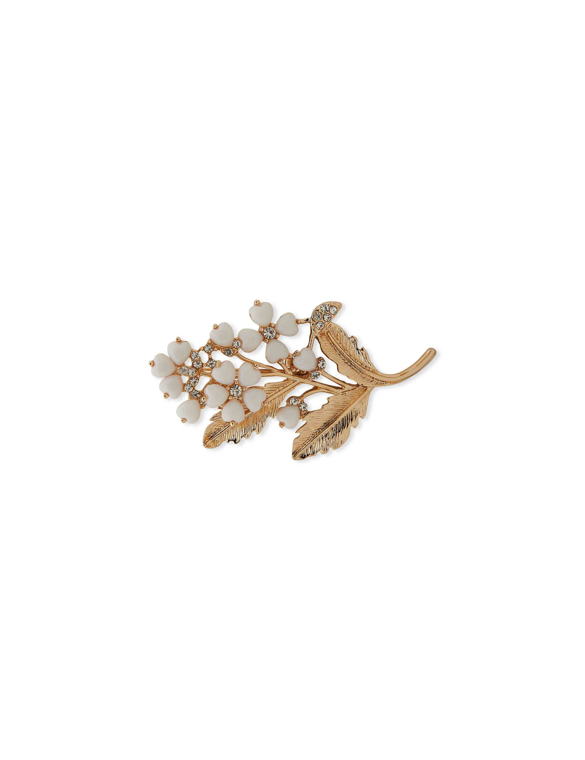 Anne Klein Gold Tone Boxed Gold Flower Pin - Crystal