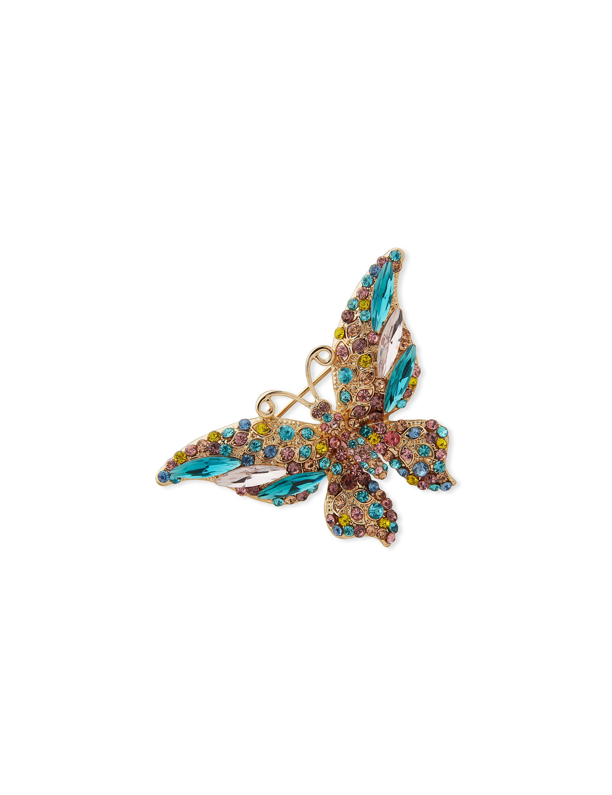 Anne Klein Gold Tone Flying Butterfly Pin in Gift Box
