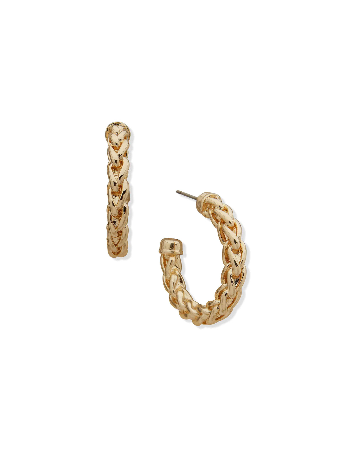 Anne Klein Gold Tone Woven Chain Hoop Earring