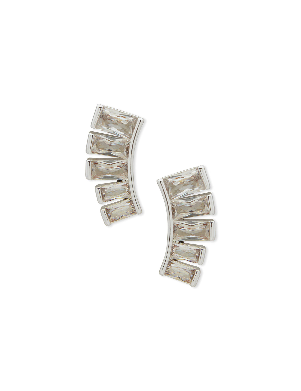 Anne Klein Gold Tone CZ Baguette Stone Crawler Earrings