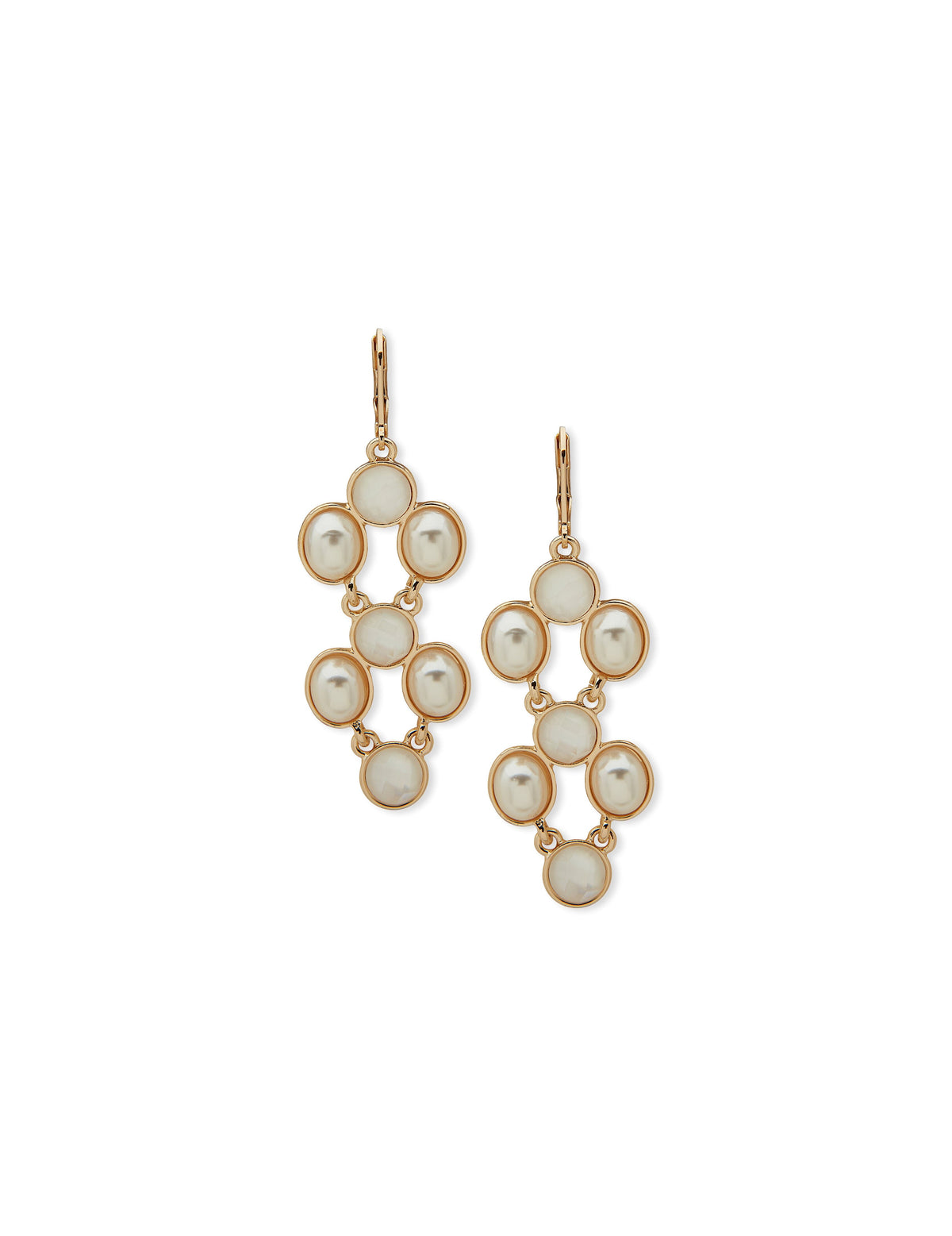 Anne Klein Gold Tone Drama Drop Mother of Pearl Earrings