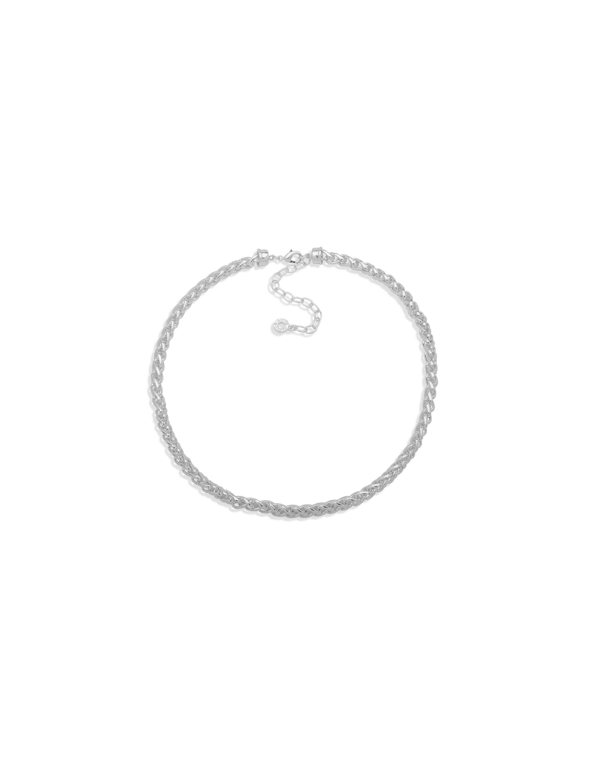 Anne Klein Silver Tone Silver-Tone Woven Chain Collar Necklace