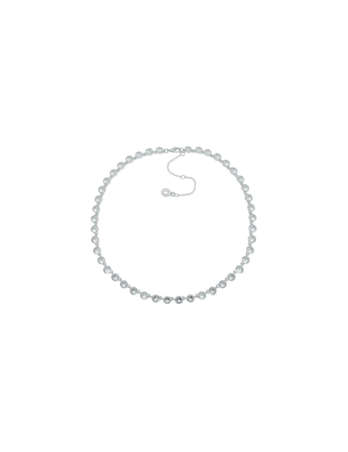 Anne Klein Silver Tone 16IN Silver CZ Collar Necklace