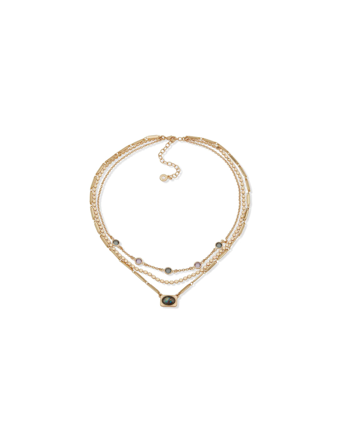 Anne Klein Gold Tone Muti Row Necklace