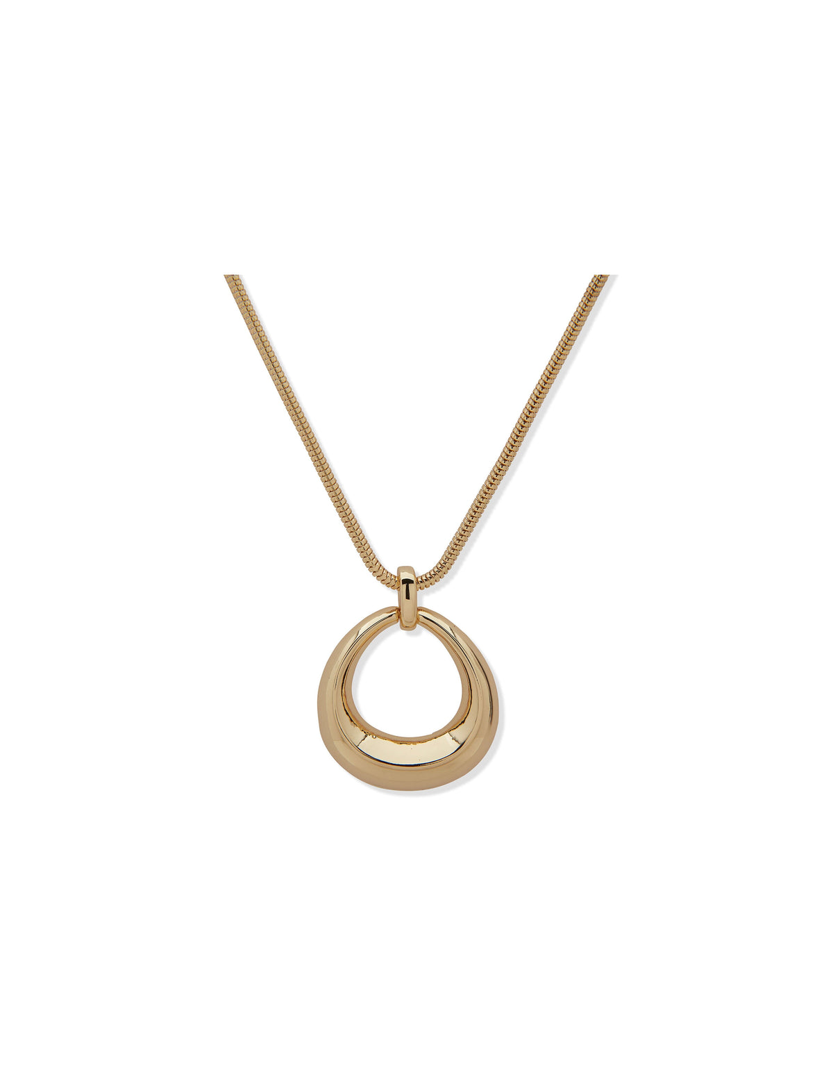 Anne Klein Gold Tone Open Oval Pendant Necklace