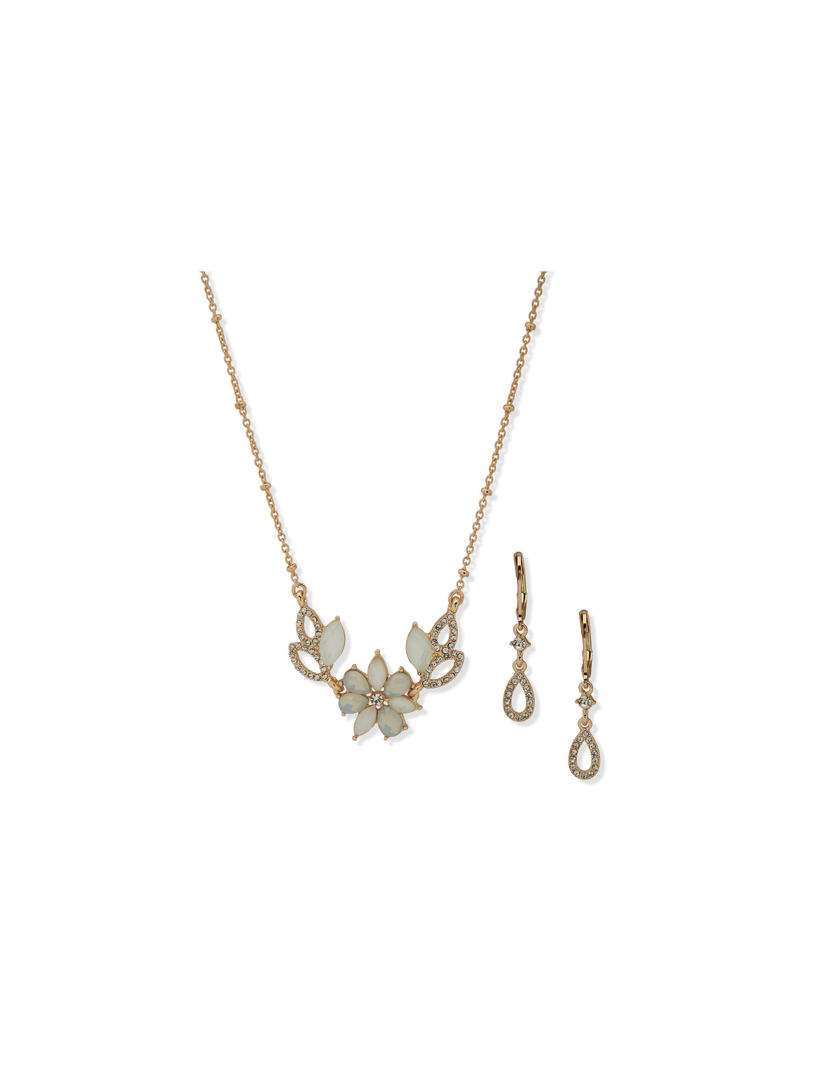 Anne Klein Gold Tone Flower Necklace and Earring Set