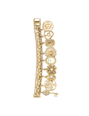 Anne Klein Gold-Tone Legacy Charm Bracelet Watch
