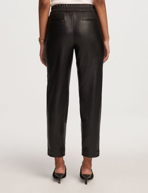 Anne Klein  Pull On Cinched Waist Faux Leather Pant- Clearance