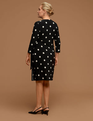 Anne Klein  Plus Size Ity Sutton Dot Printed Classic Faux Wrap Dress