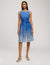 Anne Klein Shore Blue/Anne White Printed Cotton Fit & Flare With Sash- Clearance
