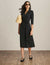 Anne Klein Anne Black Midi Length Collared Wrap Dress