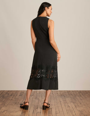 Anne Klein  Fit And Flare Midi Dress With Lace Detail