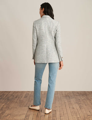 Anne Klein  Tweed One Button Jacket With Notch Collar