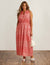 Anne Klein Hbscs Red/Pearl Wht Drawstring Maxi Dress