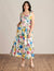 Anne Klein Pearl White Multi A Line Maxi Dress With Tie Straps