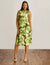 Anne Klein Bright White/Sprout Multi Jenna Drawstring Dress