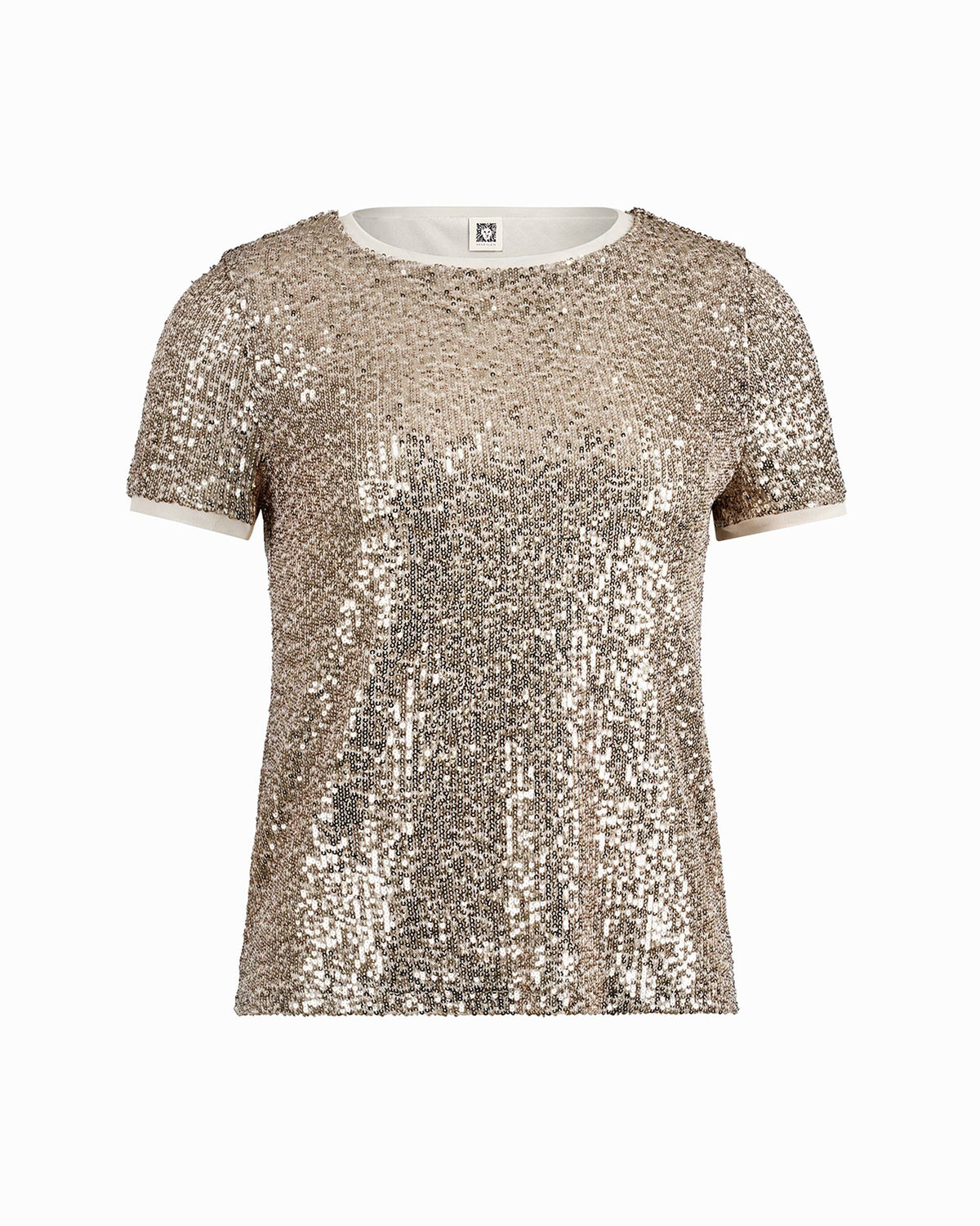 Anne Klein Luxe Champagne Short Sleeve Banded Tee