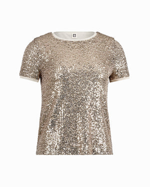 Anne Klein Luxe Champagne Short Sleeve Banded Tee
