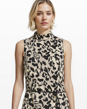 Belted Mock Neck Midi Dress Clothing Kasper