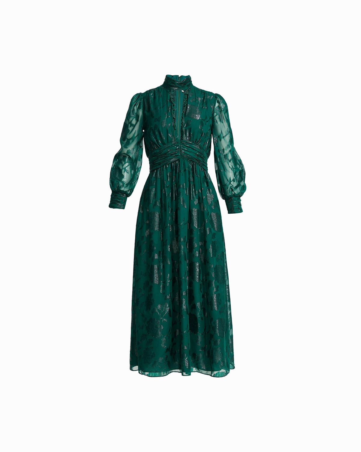 Anne Klein Midnight Pine Ruched Midi Dress