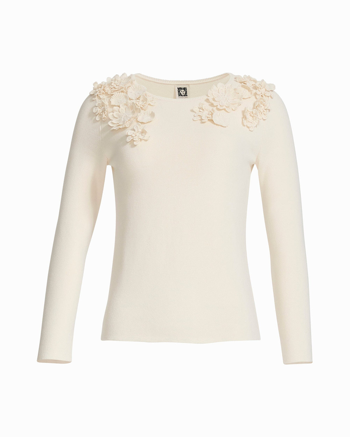 Anne Klein White Dove Boat Neck Floral Applique