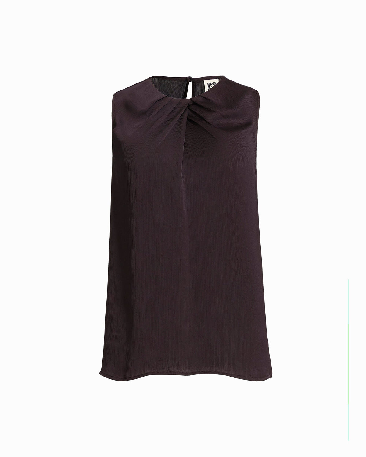 Anne Klein Deep Mahogany Jewel Pleat Neck Blouse