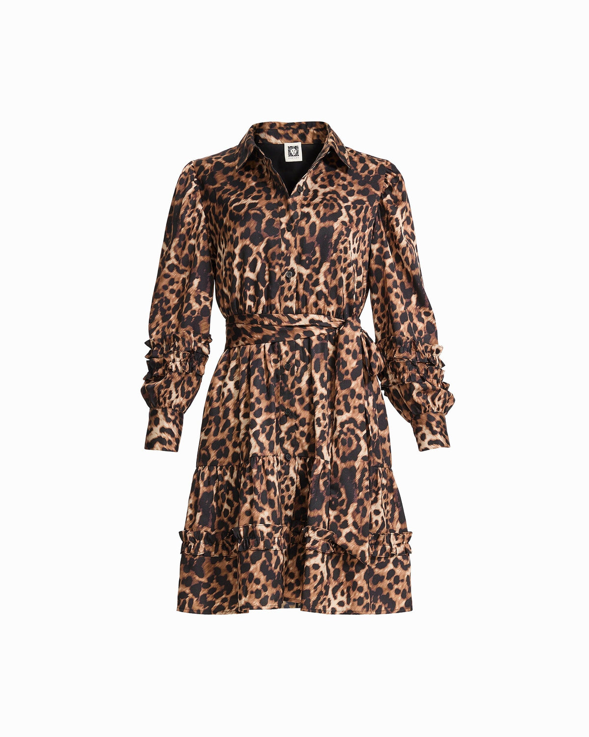 Anne Klein Anne Black Multi Ruffle Shirt Dress Short Dress