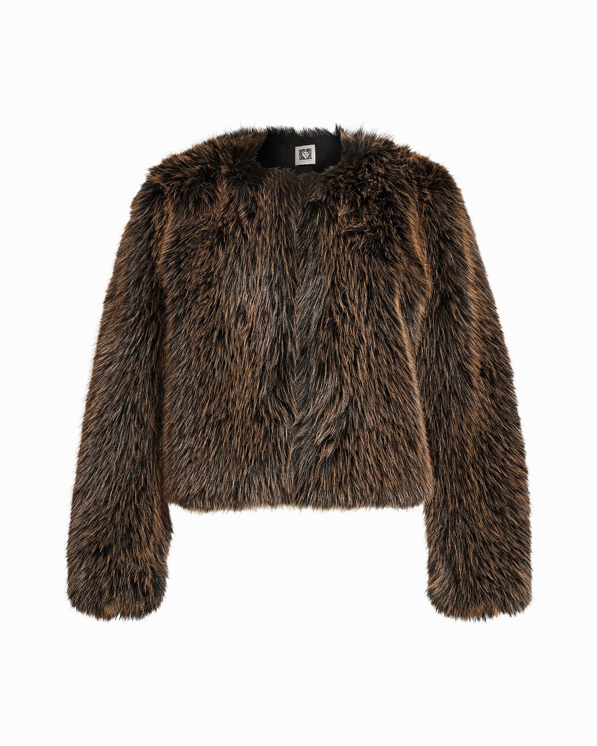 Anne Klein Deep Mahogany Multi Faux Fur Jacket