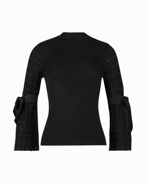 Anne Klein Anne Black Tie Sleeve Sweater Set