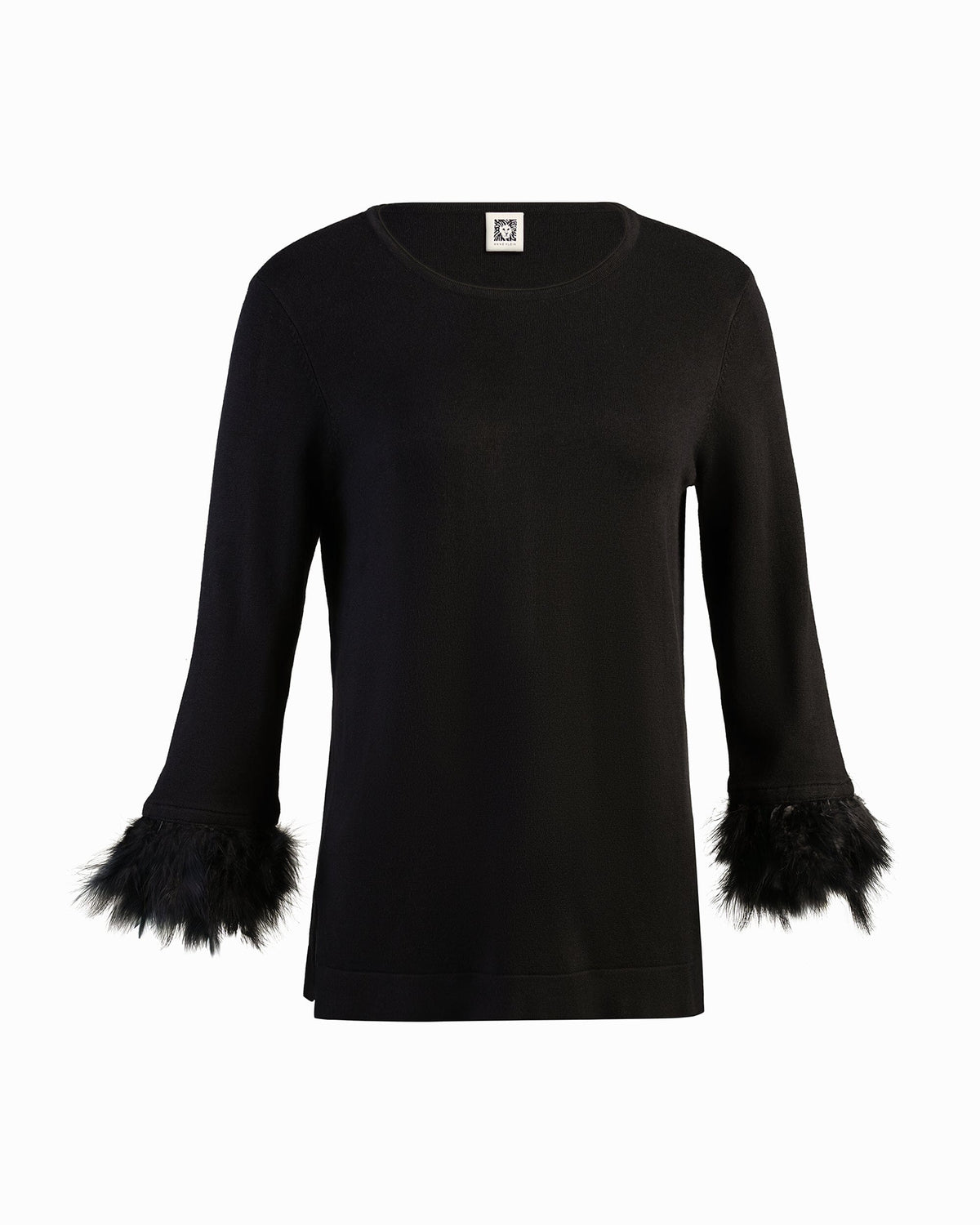 Anne Klein Anne Black Feather Trim Sweater