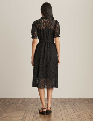 Anne Klein  Lace Midi Dress With Puff Sleeves