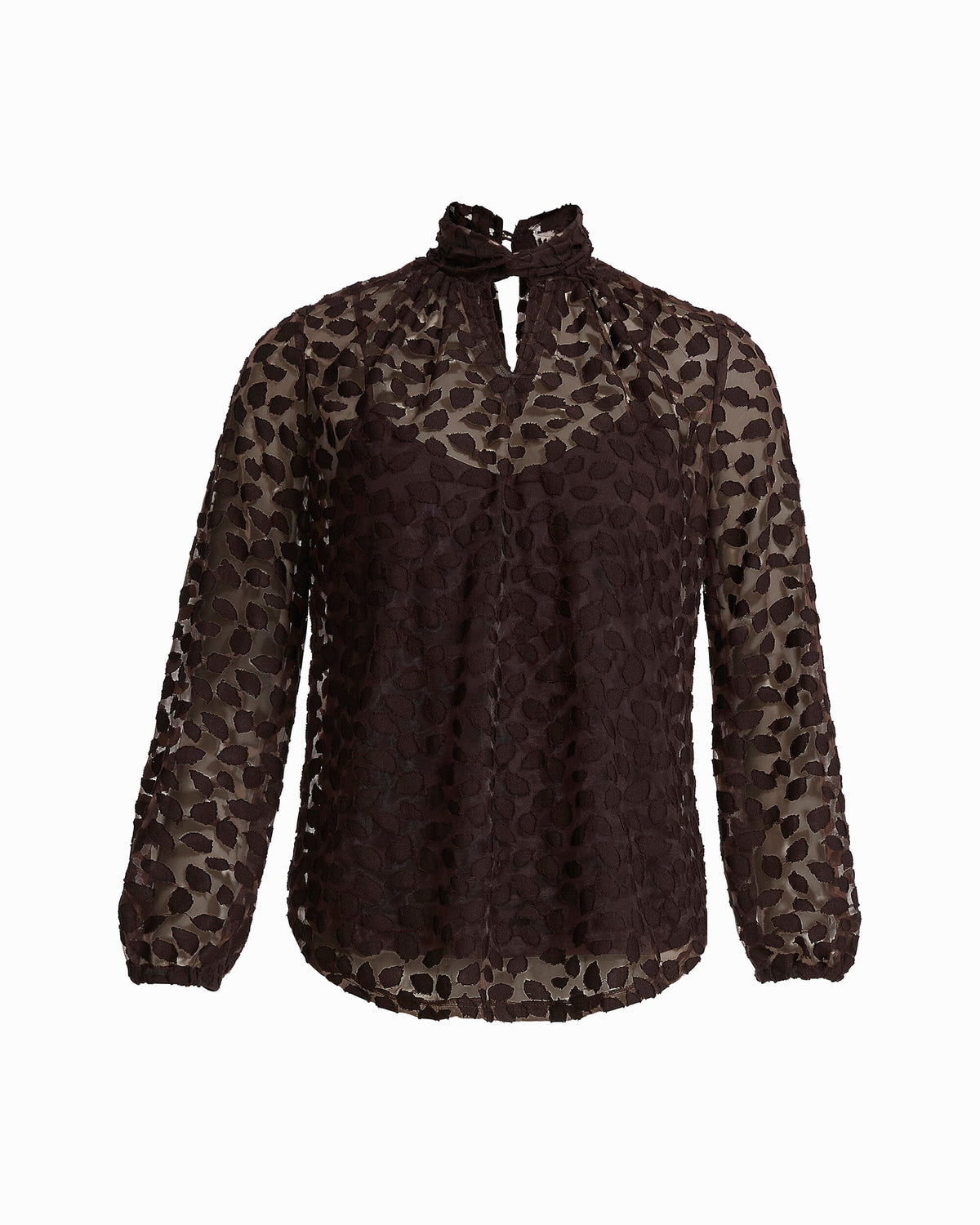 Anne Klein Deep Mahogany Shirred Neckline Blouson