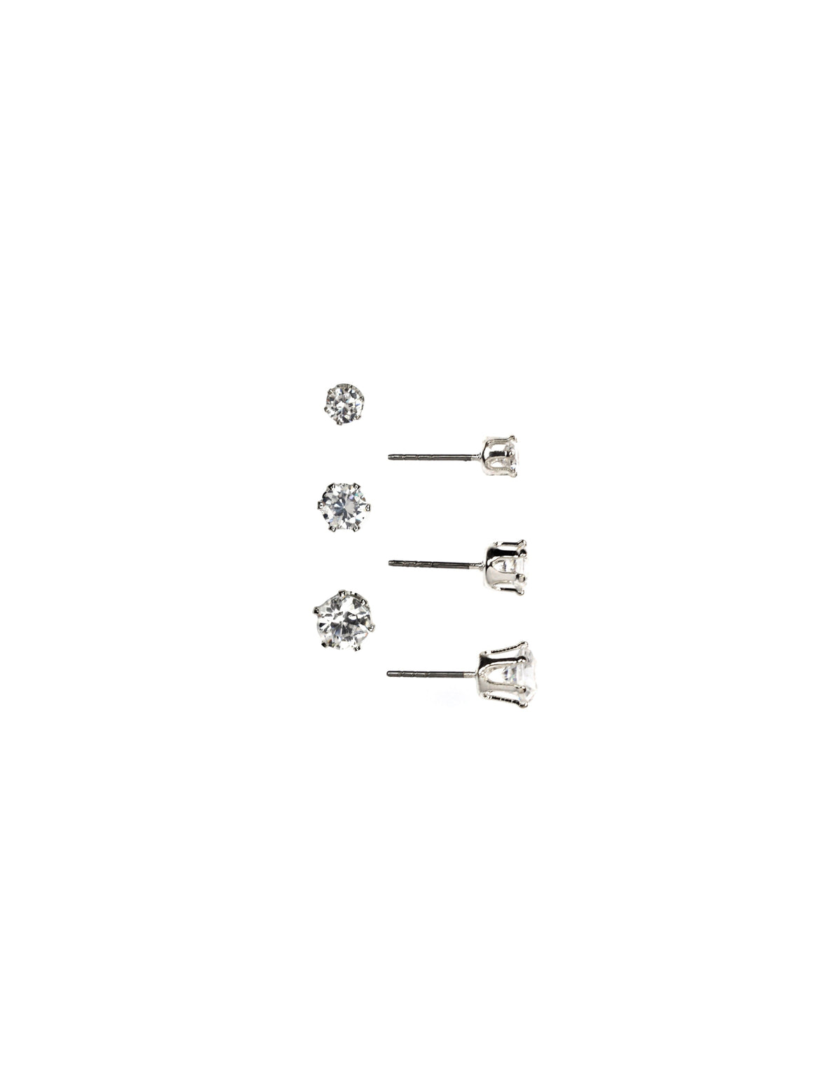Anne Klein Silver Tone Crystal Silver CZ Stud Earrings