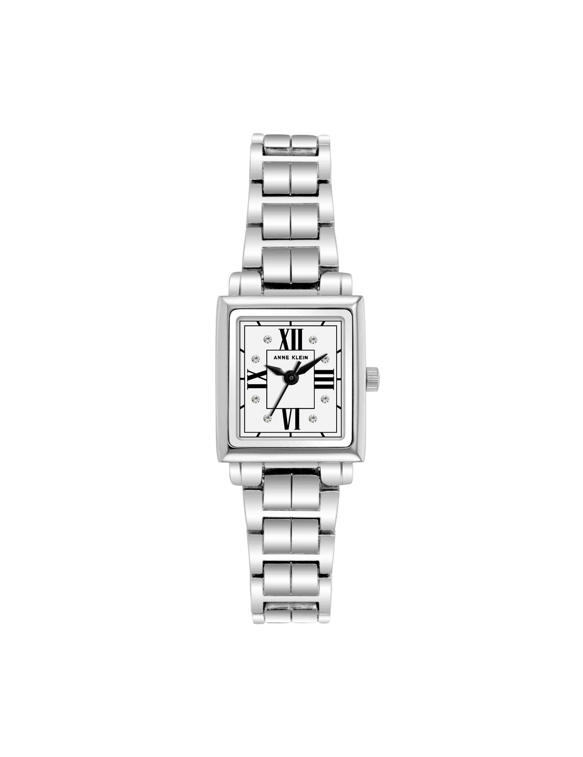 Anne Klein Silver-Tone Square Watch With Premium Crystal Accents