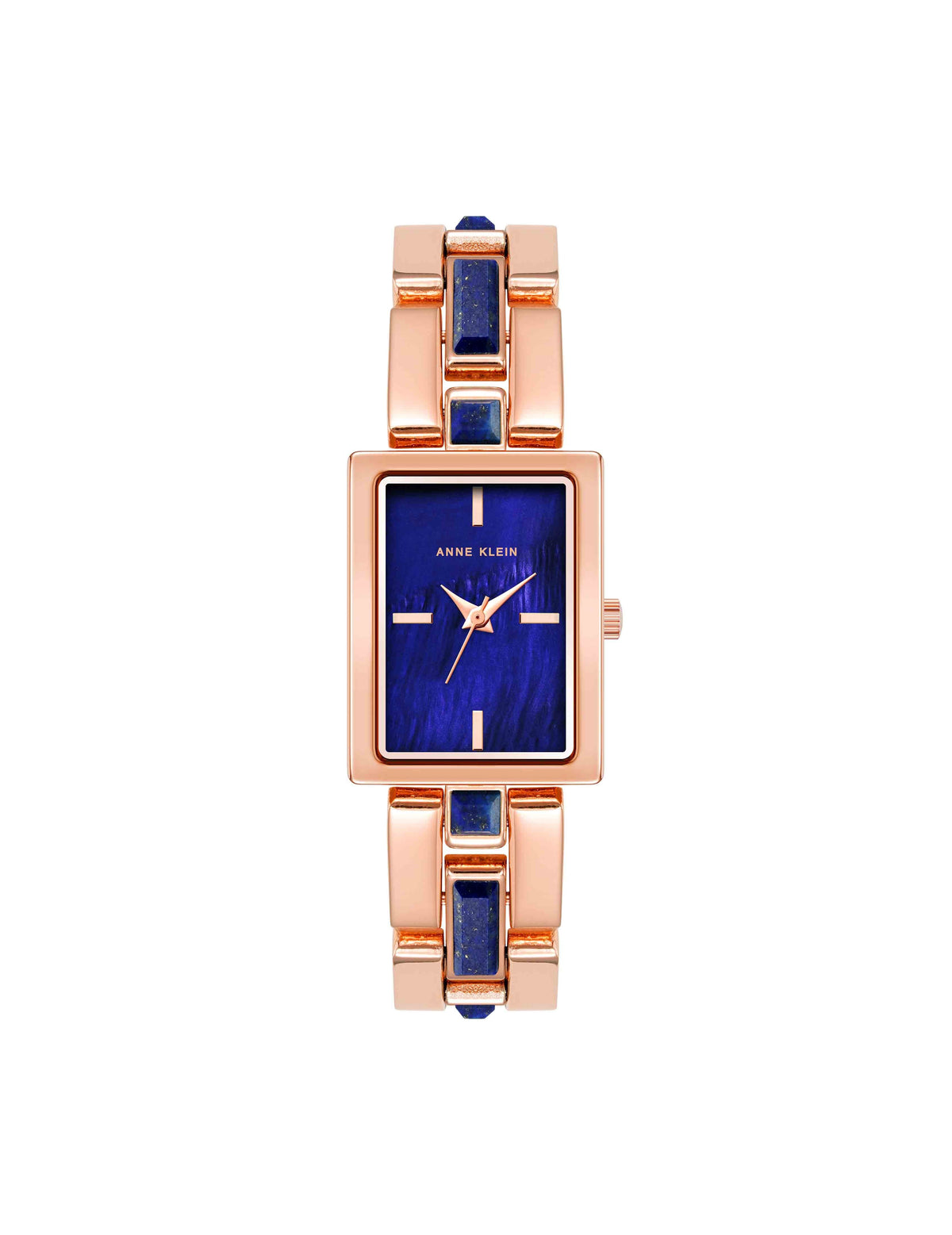 Anne Klein Rose Gold-Tone/Blue Lapis Gemstone Accented Bracelet Watch
