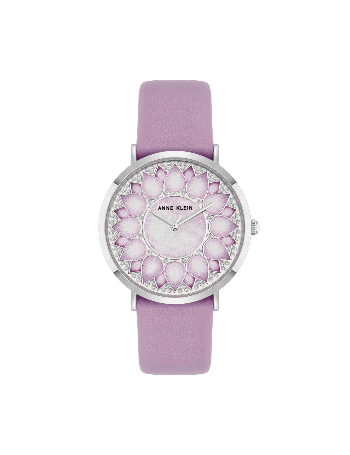 Anne Klein Lavender/Silver-Tone Patterned Dial Strap Watch