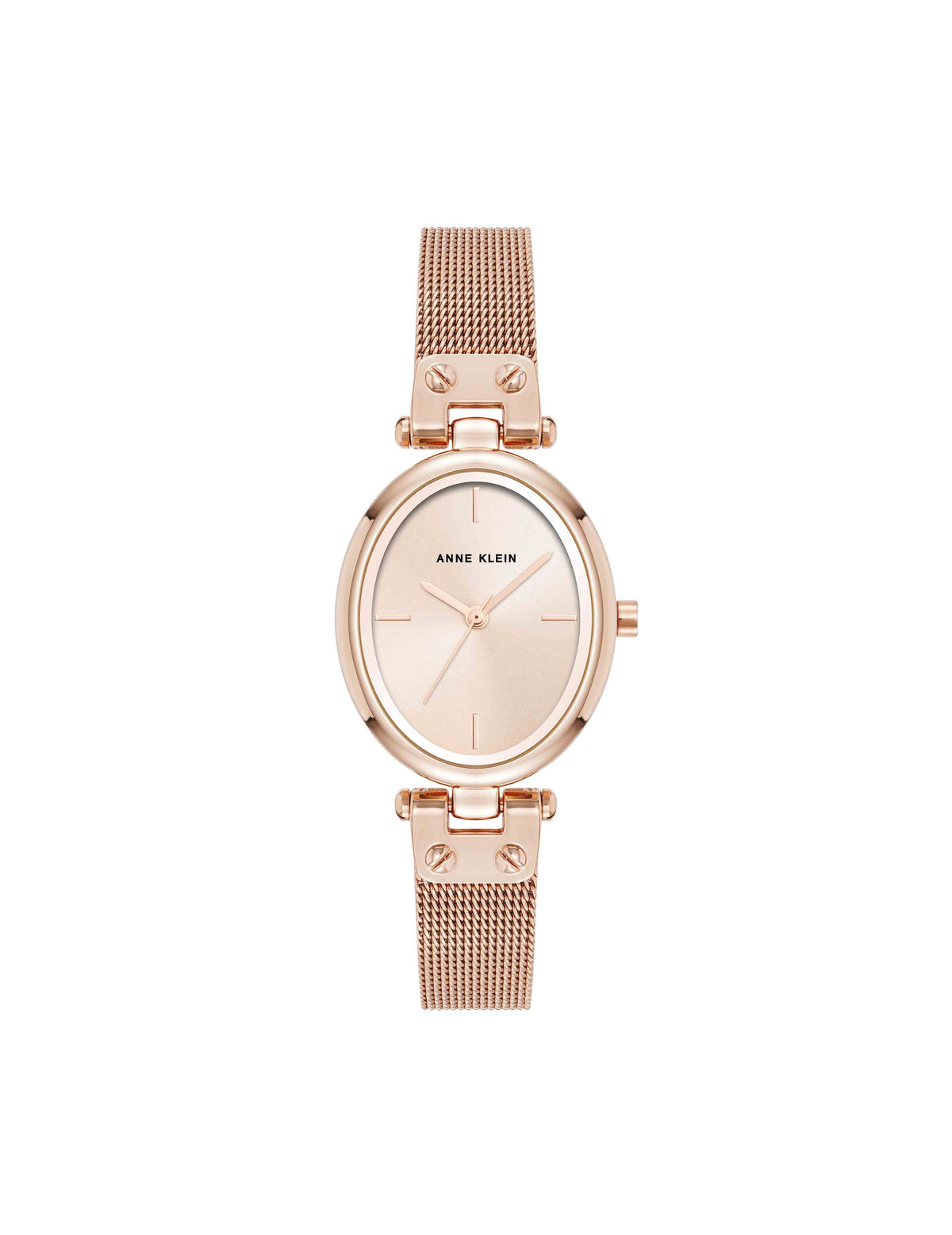 Anne Klein Rose Gold-Tone Oval Mesh Bracelet Watch