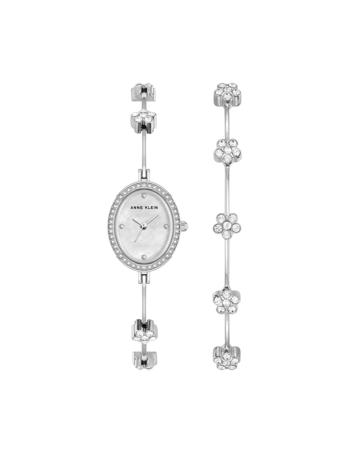 Anne Klein Silver-Tone Delicate Crystal Accented Watch Set
