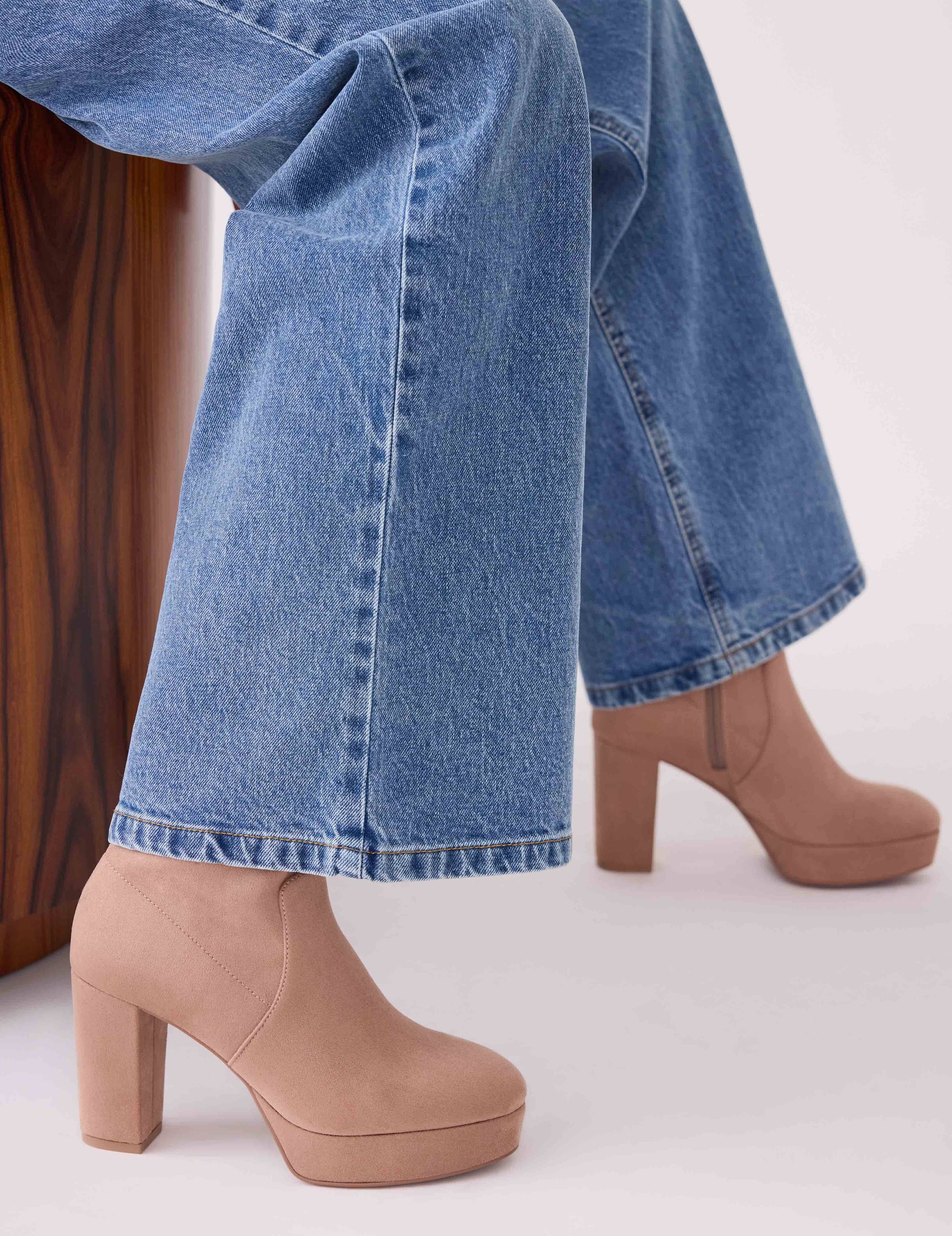 Anne Klein Sand Suede Volt Heeled Boot