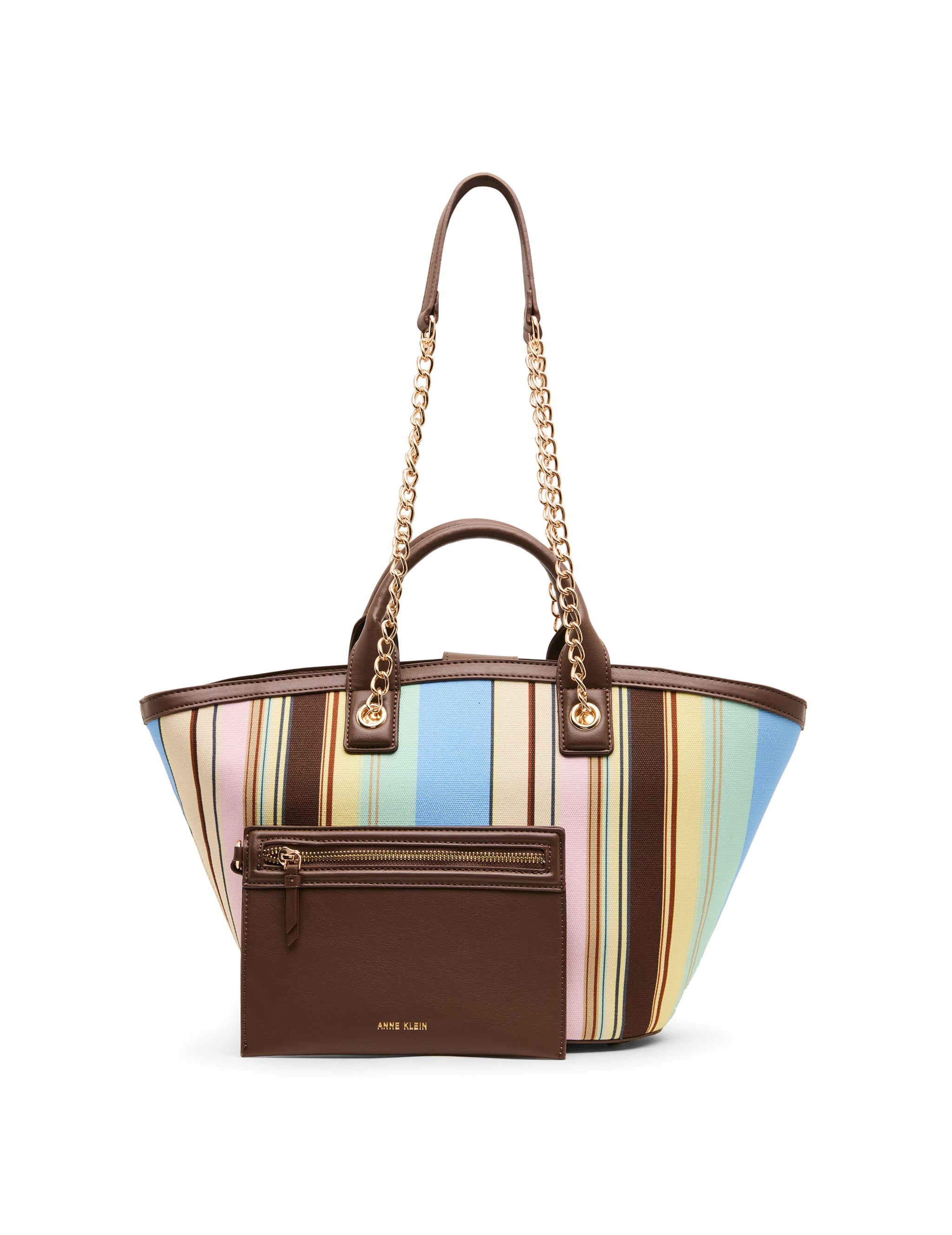 Double Handle Striped Canvas Tote Bag