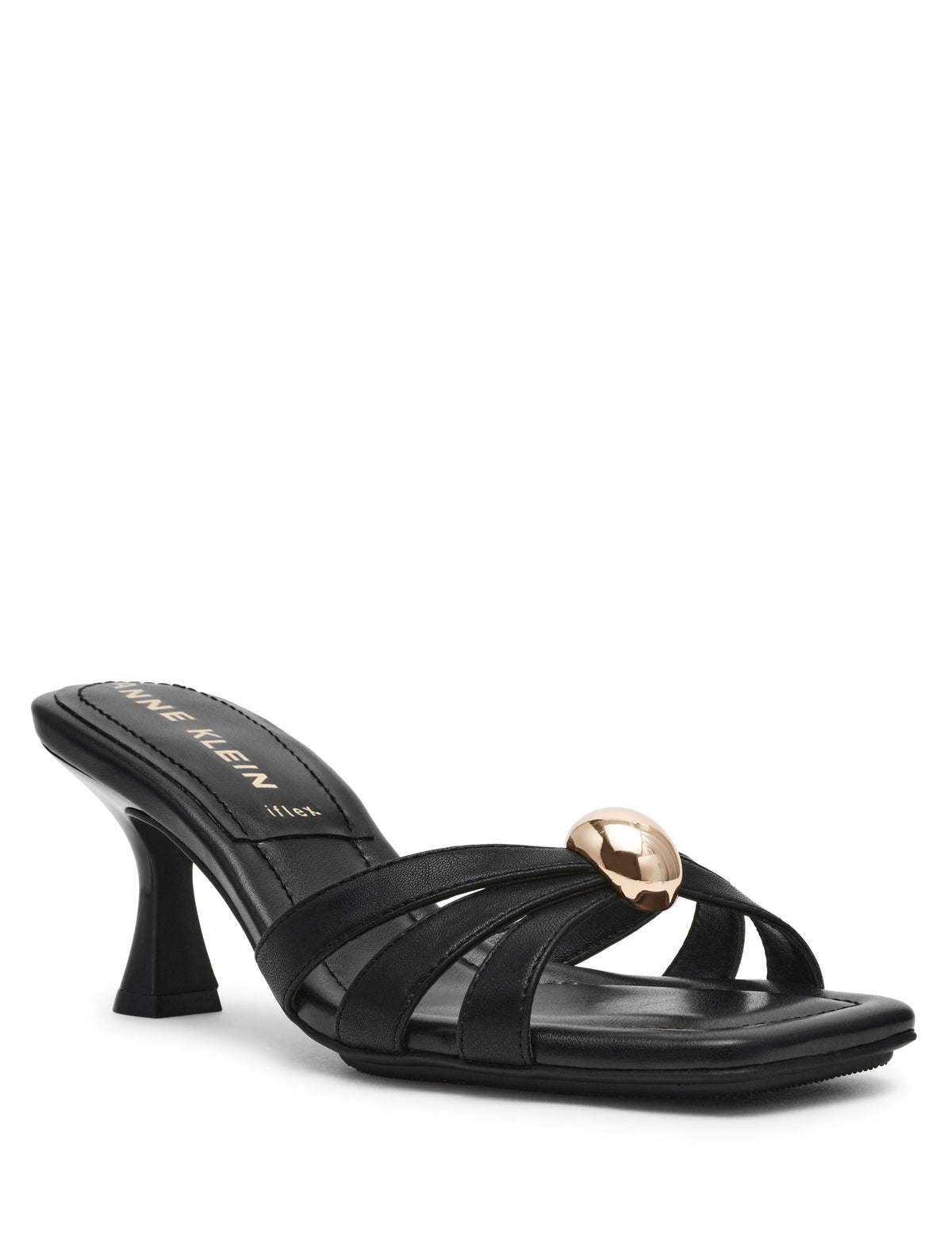 Anne Klein Black Smooth Jonelle Mule Sandal