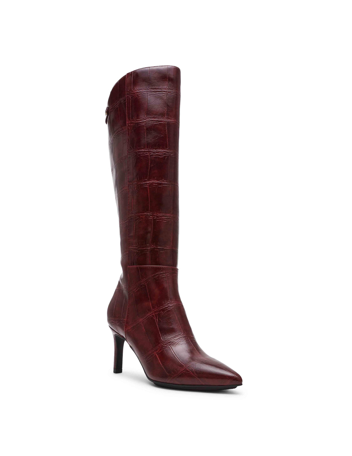 Anne Klein Wine Croc Maruicia Heeled Boot