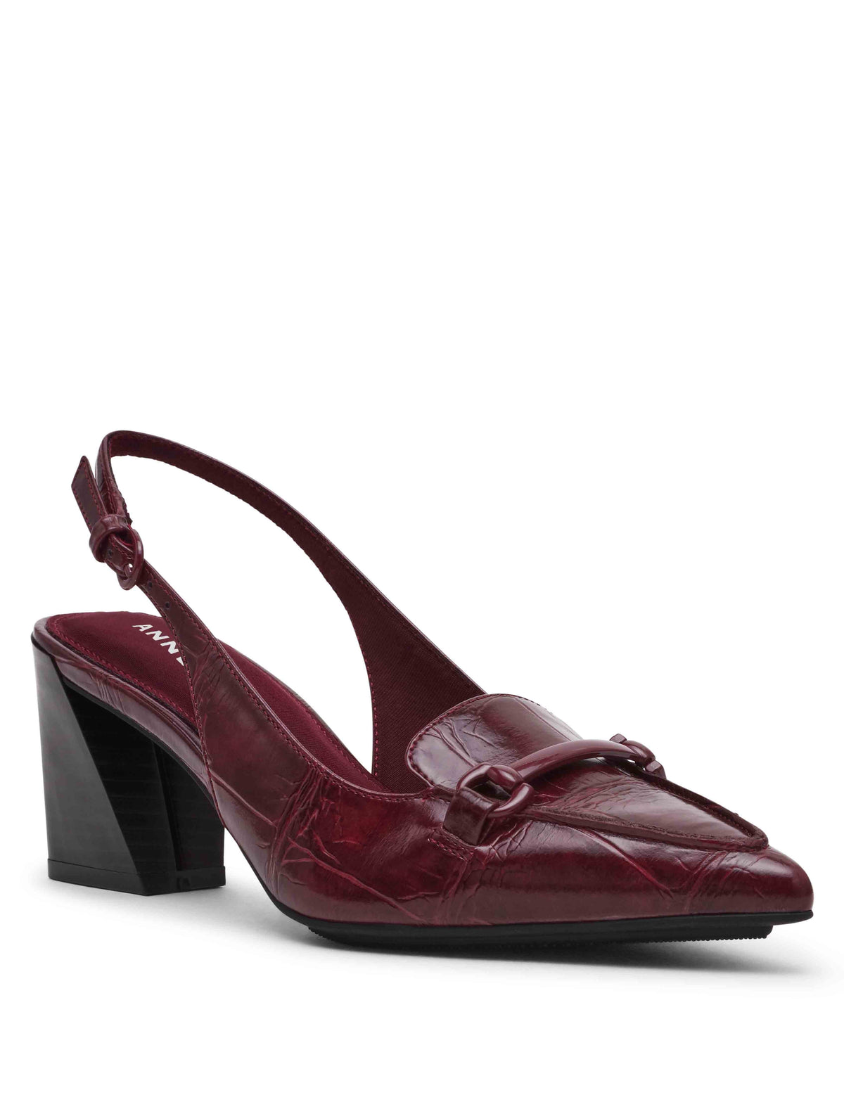 Anne Klein Wine Croc Royce Block Heel