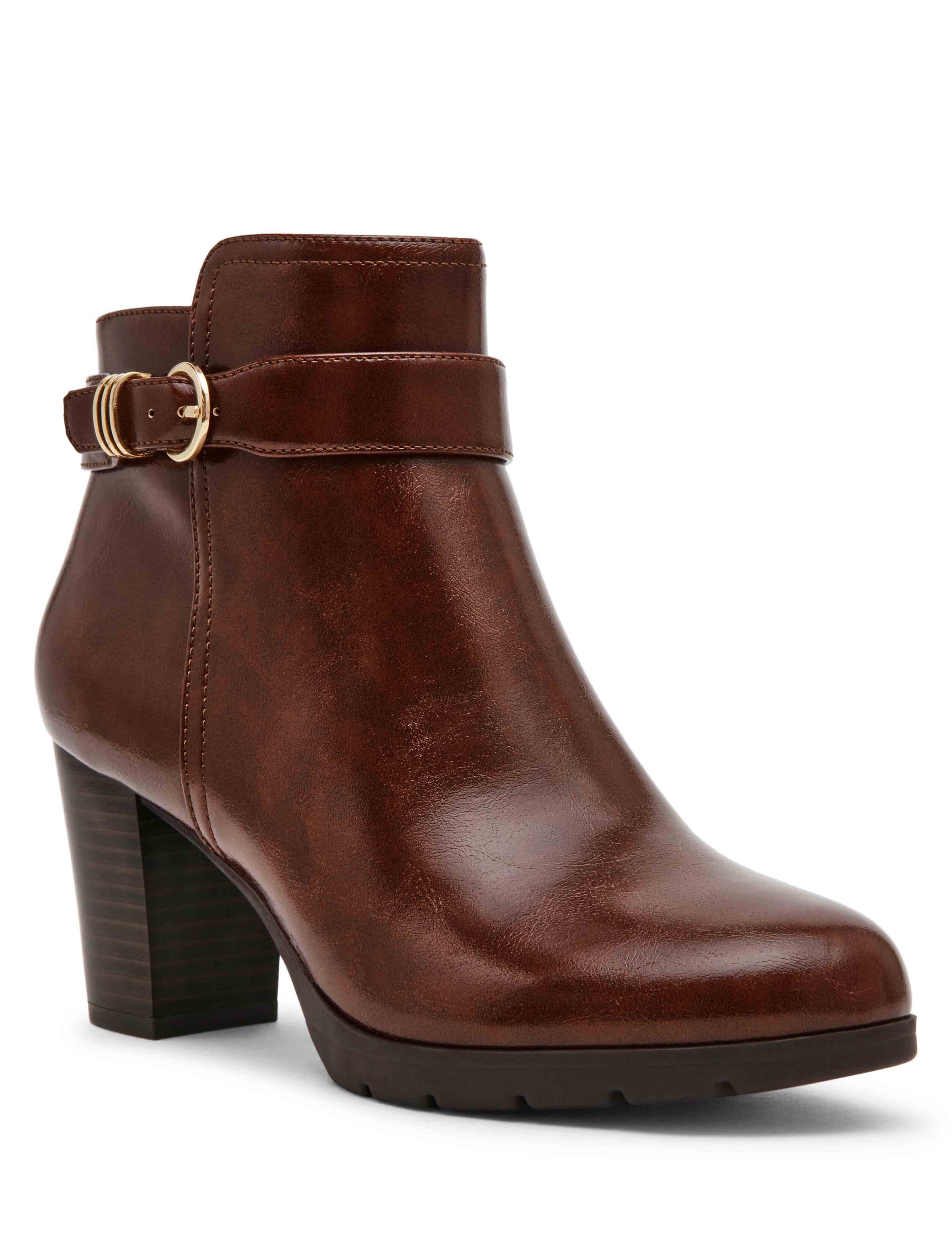 Anne Klein Cognac Crinkle Rumor Bootie