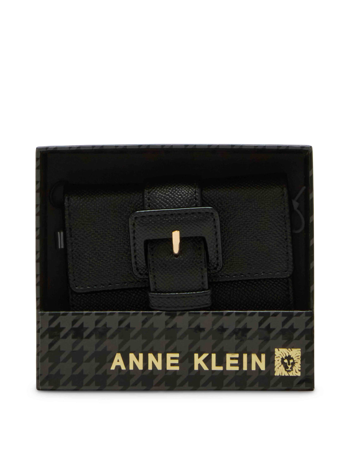 Anne Klein Black Covered Buckle Flap Wallet Gift Set