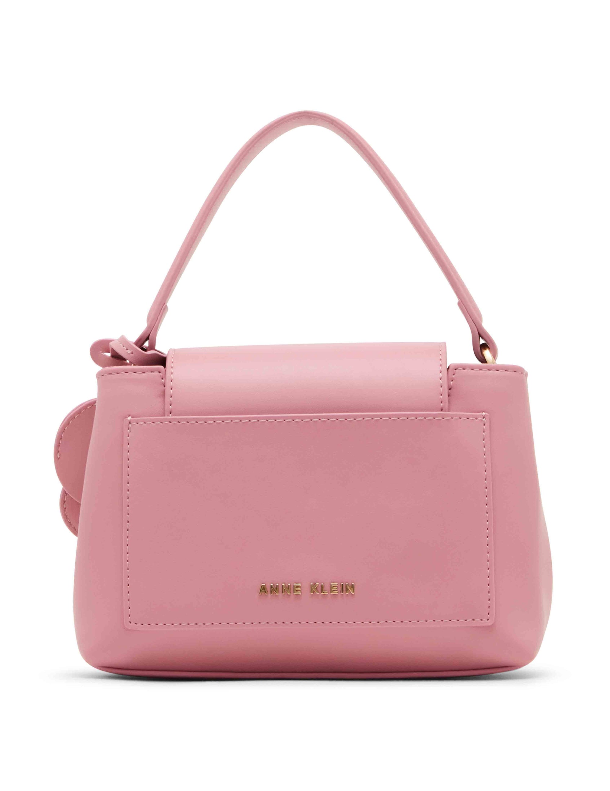 Anne Klein Small Pushlock Satchel With Mirror And Detachable Strap